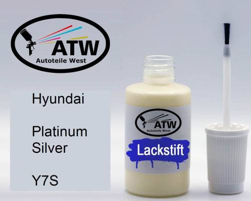 Hyundai, Platinum Silver, Y7S: 20ml Lackstift, von ATW Autoteile West.